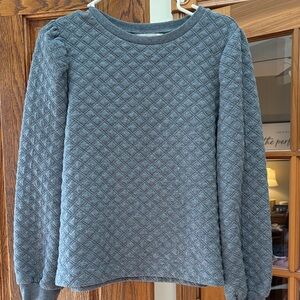 LOFT Quilted Crewneck Sweatshirt, Slate Blue